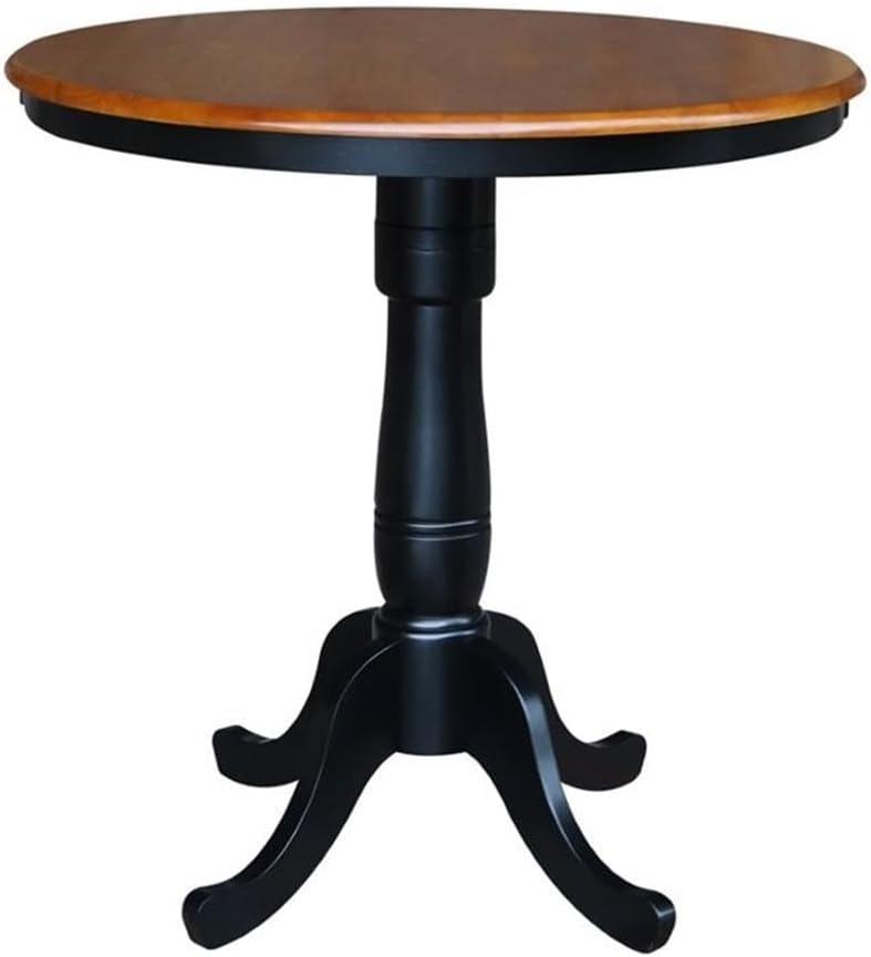 International Concepts 36" Round Table in Black and Soft Cherry