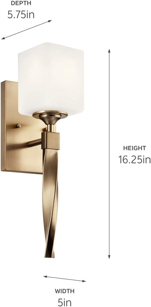 Champagne Bronze 5'' Dimmable Wall Sconce with Satin Etched Opal Glass