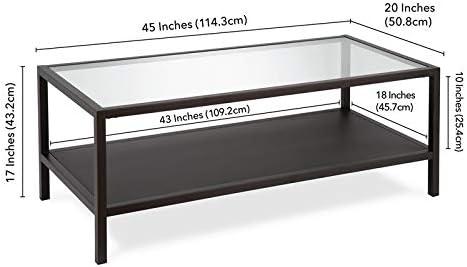 Evelyn&Zoe Rigan 45" Wide Rectangular Coffee Table, Blackened Bronze