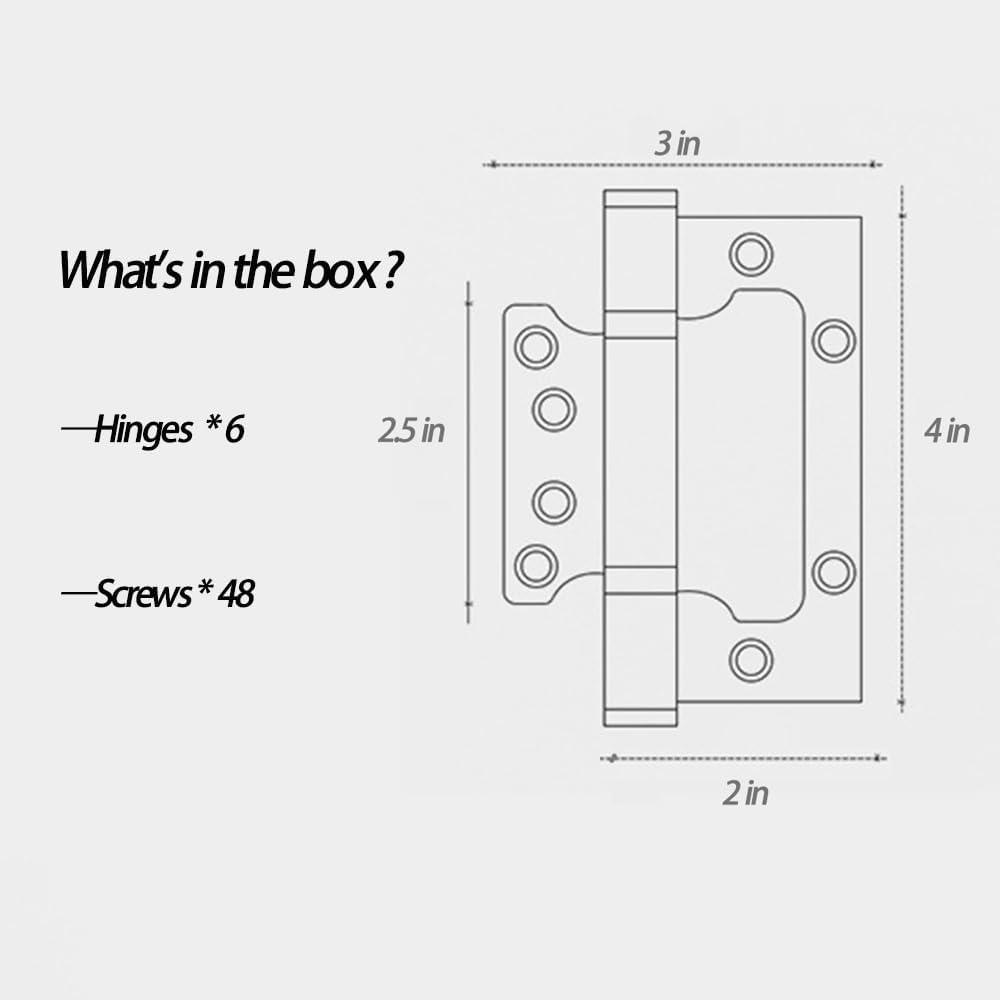 6 Pack Black Stainless Steel Non Mortise Door Hinges