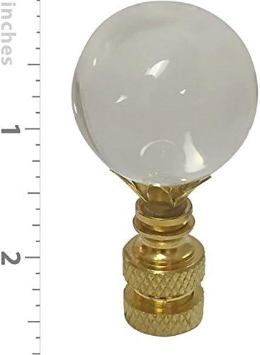 Royal Designs CCF-2016M-PB-2 Medium Clear Ball K9 Crystal Finial For Lamp Shade With Polished Brass Base, Set of 2