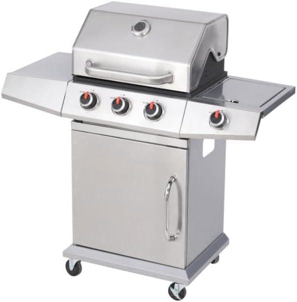 Stainless Steel 3-Burner Propane Grill with Side Burner