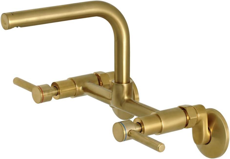 Kingston Brass KS812SB Kingston Brass Concord Double-Handle 2-Hole Wall-Mount Bridge Kitchen Faucet