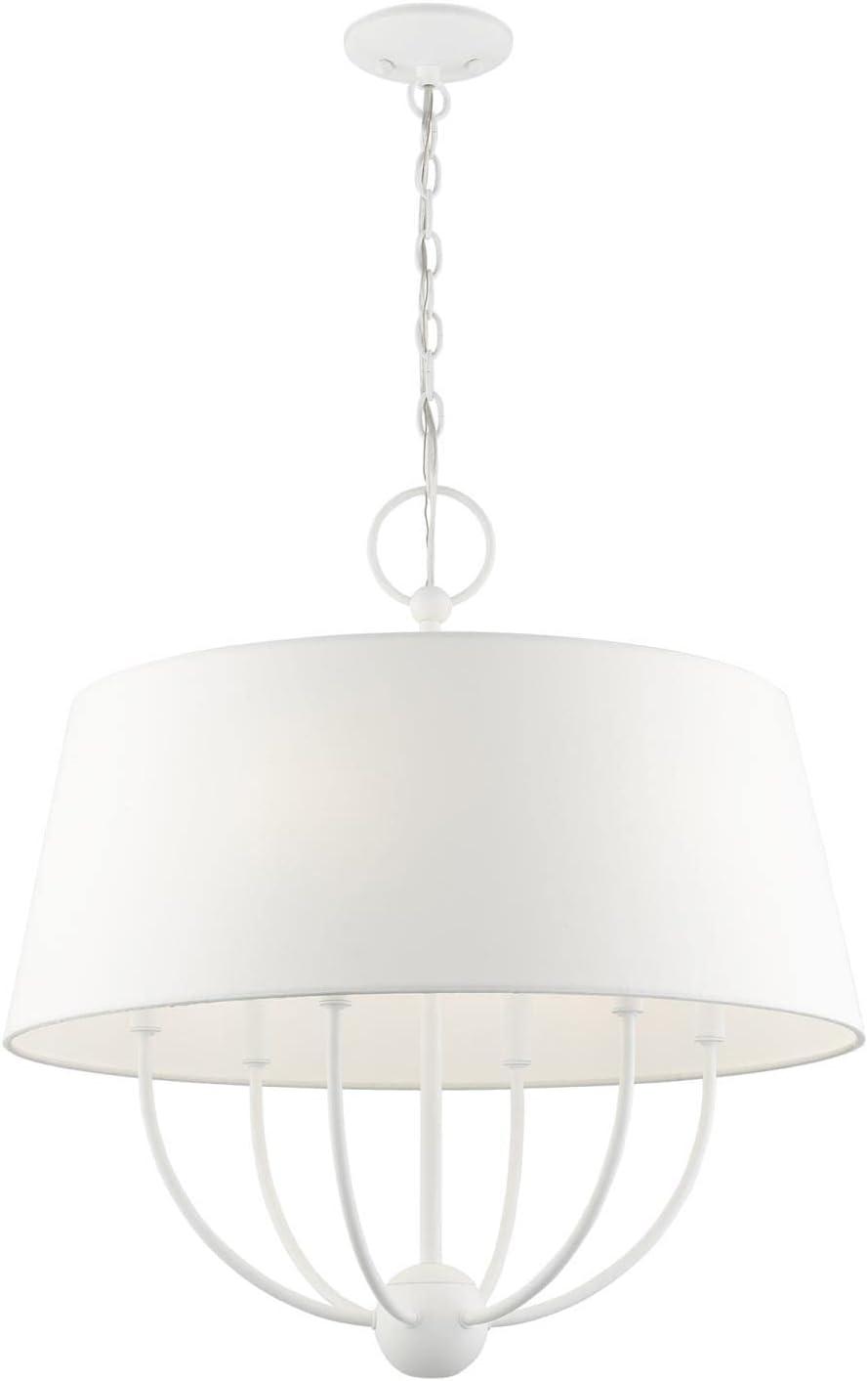 Ridgecrest Transitional 6-Light White Drum Pendant Chandelier