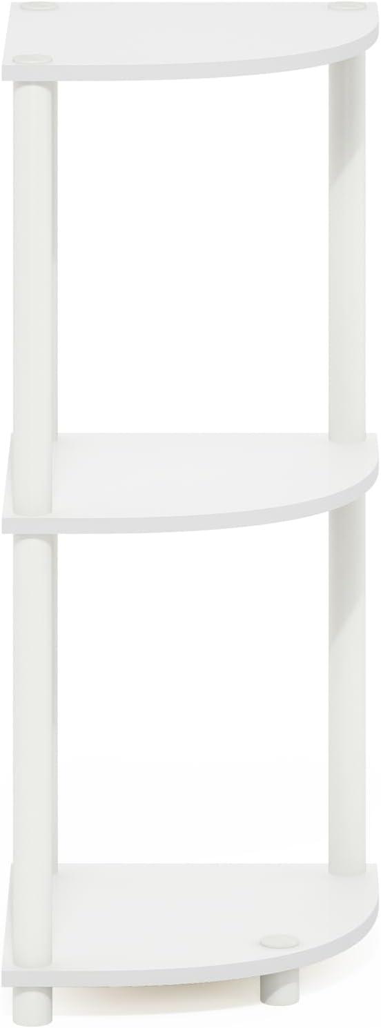 Furinno Turn-N-Tube 3-Tier Corner Display Rack Multipurpose Shelving Unit, White/White