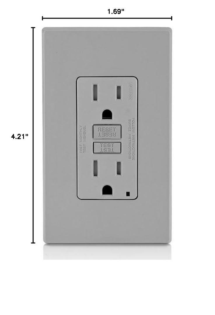 Leviton Gfci Outlet 15A 125V Polycarbonate Nema 5-15R Duplex Gray