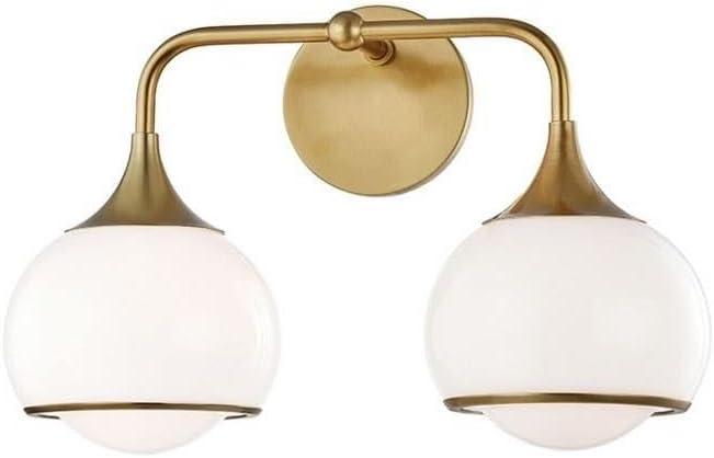 H281302-AGB-Mitzi-Reese-2-Light Wall Sconce in Style-16.75 Inches Wide by 11.25 Inches High-Aged Brass Finish