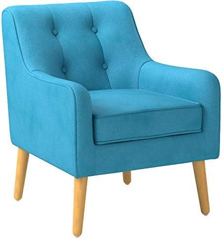 Felicity Mid-Century Armchair Teal: Upholstered, Tufted, Wooden Legs - Christopher Knight Home