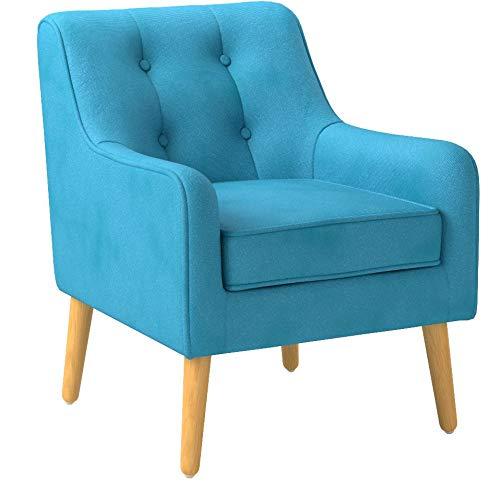 Felicity Mid-Century Armchair Teal: Upholstered, Tufted, Wooden Legs - Christopher Knight Home