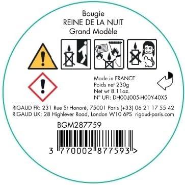 Rigaud Reine de la Nuit Large Scented Candle – 230g, Made in France