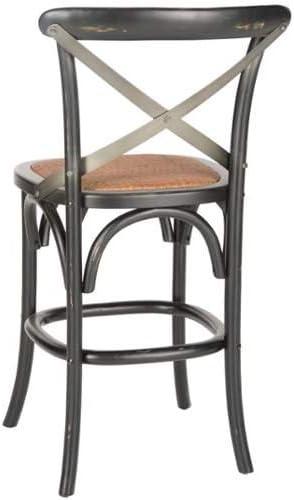 Eleanor Ivory and Black Oak X-Back Counter Stool