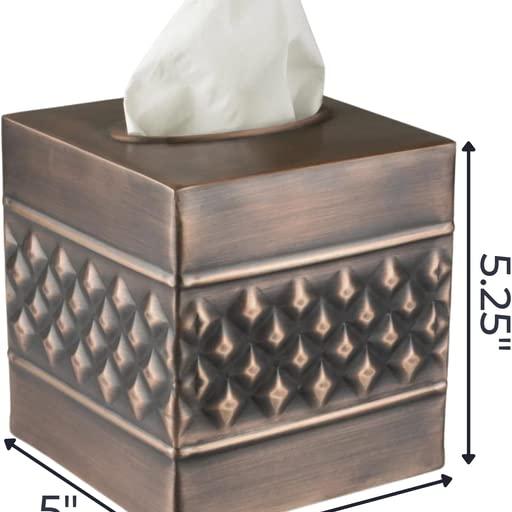 Monarch Abode Geometric Embossed Metal Tissue Box Cover