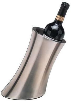 Brushed Silver Stainless Steel Slanted Wine Cooler