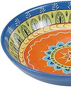 Valencia Multicolor Ceramic Serving and Pasta Bowl