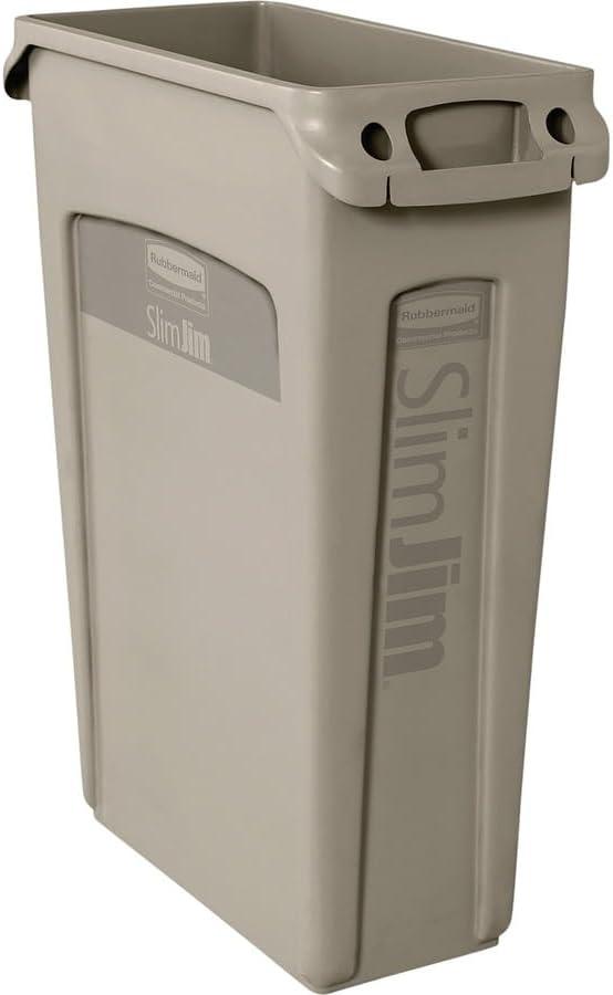 Beige Slim Jim 23 Gallon Plastic Commercial Trash Can