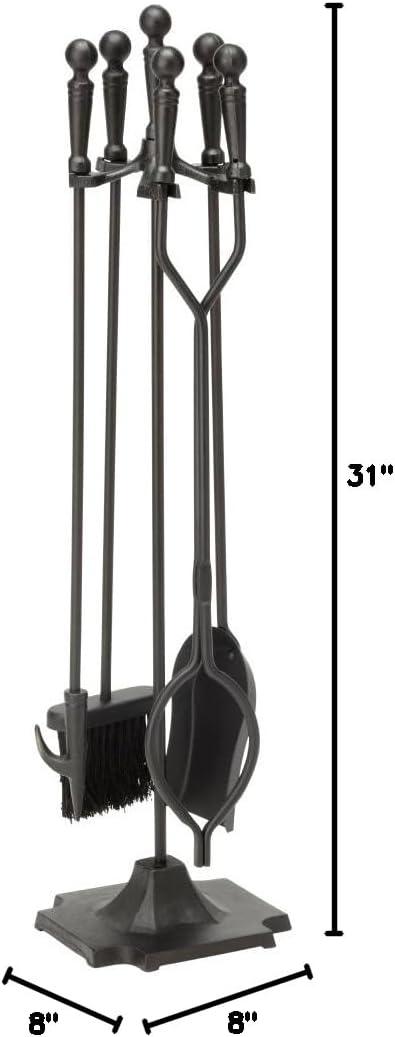 UniFlame 5-Piece Black Finish Fireset with Ball Handles