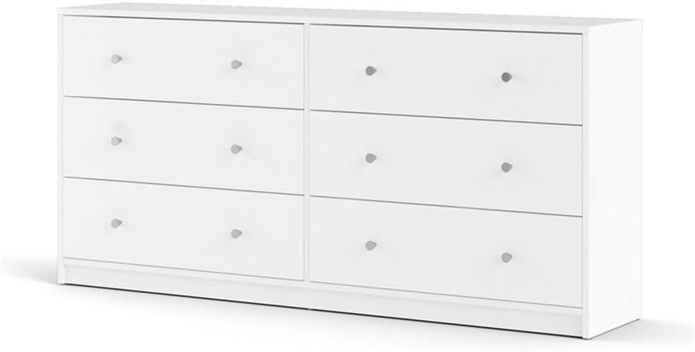 White Engineered Wood 6-Drawer Contemporary Double Dresser