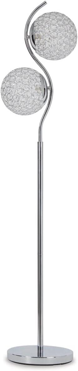 Signature Design by Ashley Winter Metal Floor Lamp Clear/Silver : Acrylic Beads, Dual Dome Shades