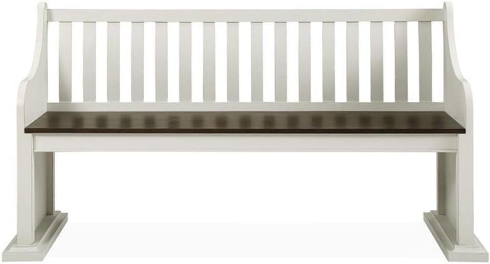 18" Joanna Bench with Back Dark Brown/Ivory - Steve Silver Co.: Farmhouse Style, Hardwood Construction