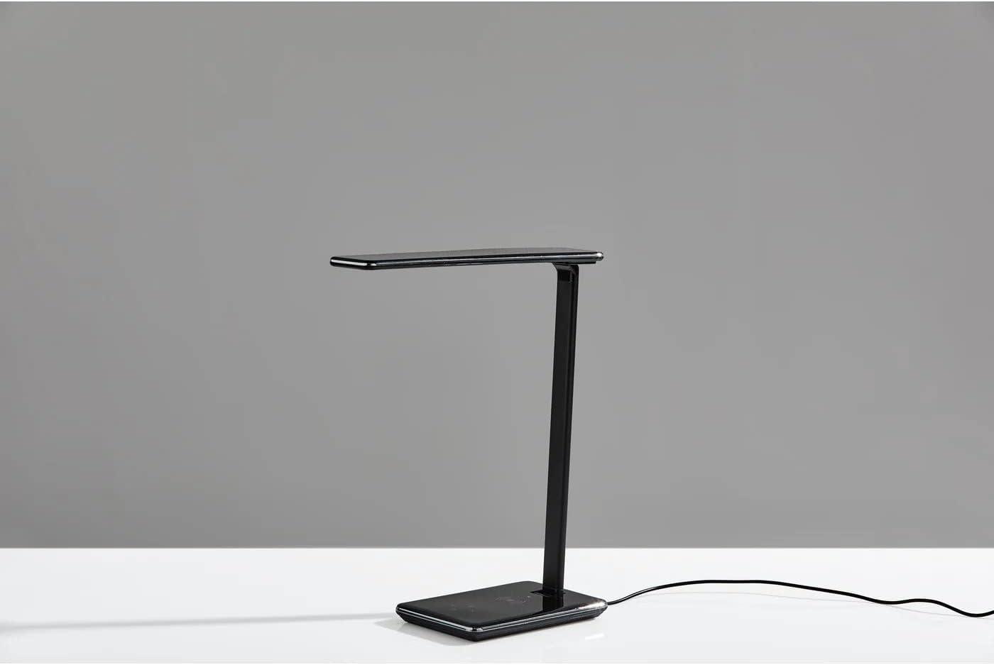 Simplee Adesso Declan LED Qi Wireless Charging Multi-Function Desk Lamp, Glossy Black