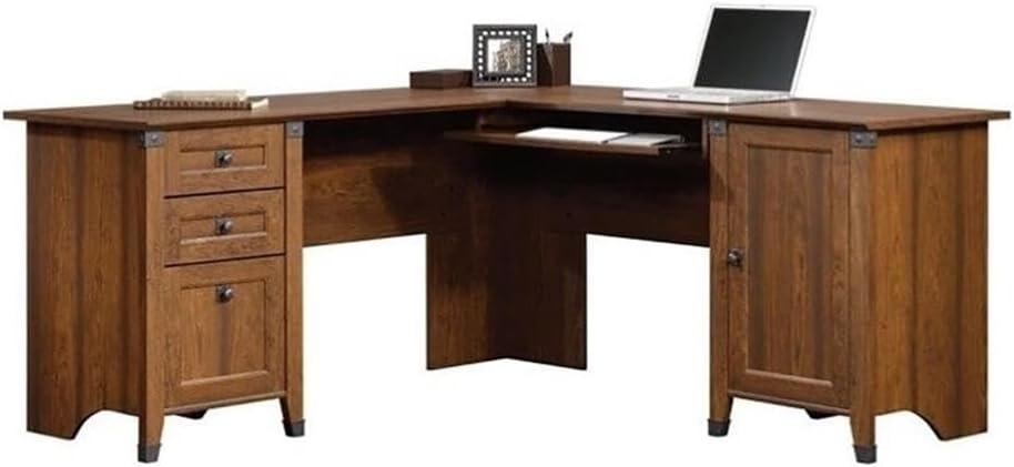 Carson Forge Corner Computer Desk Red - Sauder: Home Office Workstation with CPU Storage & Wire Management