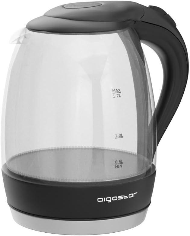 Aigostar Adam - Electric Water Kettle 1.7L 57OZ Kitchen Kettle Pot for Tea Coffee with Blue Led