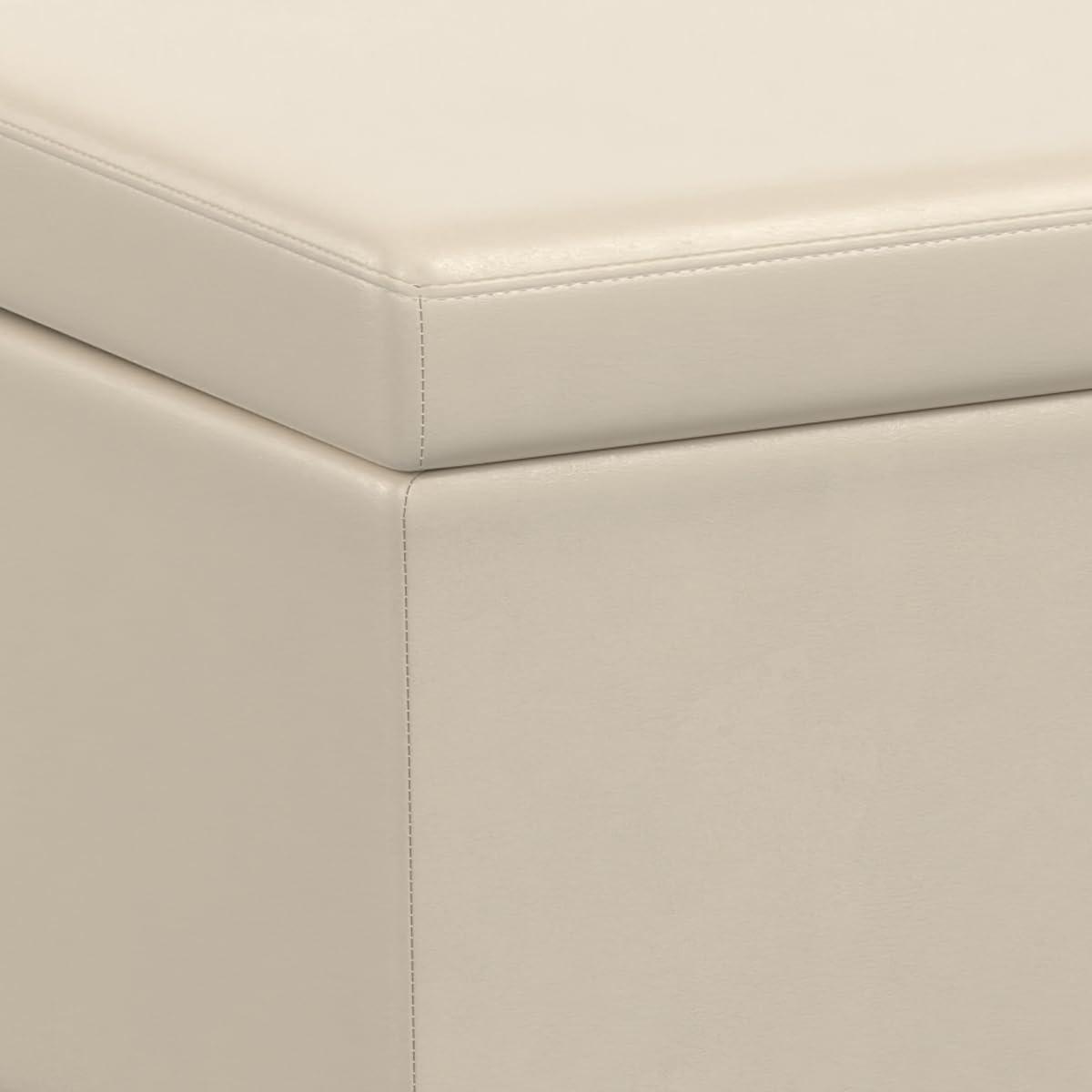 Simpli Home Avalon 54"W Upholstered Storage Ottoman Bench with Interior Storage and Safety Hinges