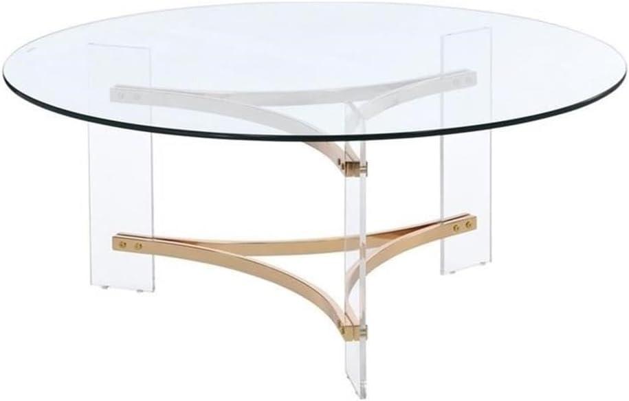 41" Sosi Coffee Table Gold Finish - Acme Furniture: Chic Acrylic Base, Clear Glass Top, No Assembly Required