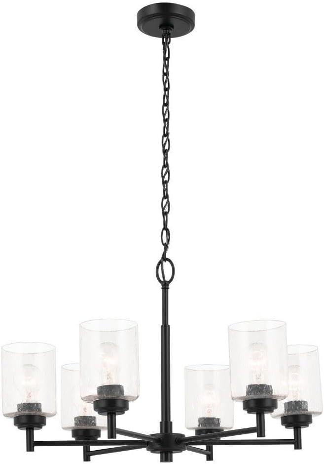 Winslow Black 6-Light Chandelier with Clear Seeded Glass