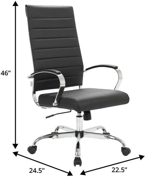 LeisureMod Benmar Modern High Back Leather Office Chair with Adjustable Height, Swivel Base, Ergonomic Design for Home Office, Study, or Workspace