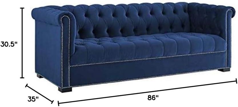 Modway Heritage Performance Velvet Sofa in Midnight Blue