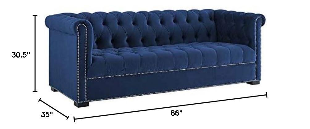 Modway Heritage Performance Velvet Sofa in Midnight Blue