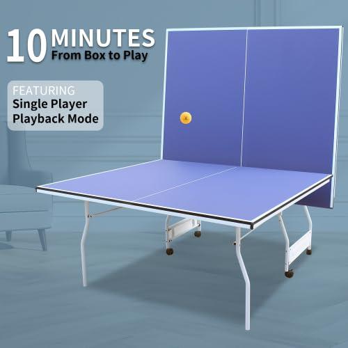 Blue Foldable MDF Table Tennis Set with Net, Paddles, and Balls