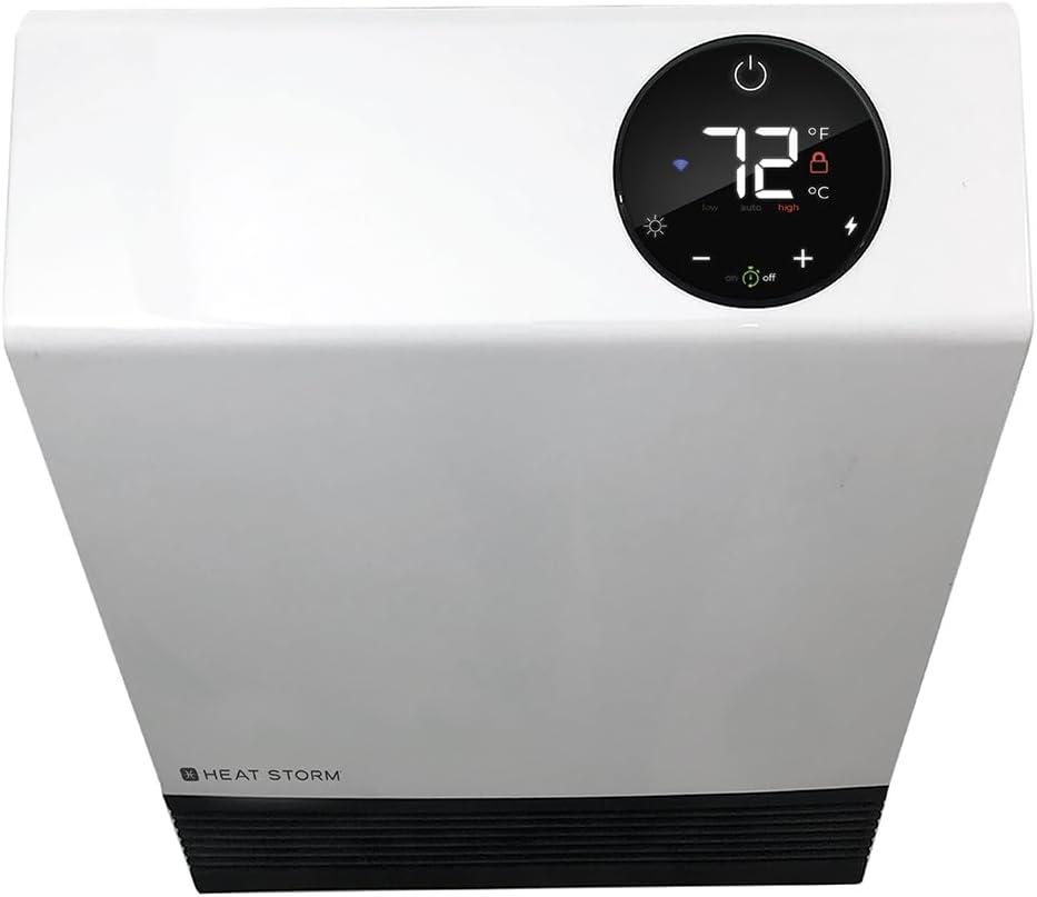 Compact White Infrared Wall-Mounted Heater with Wi-Fi Control