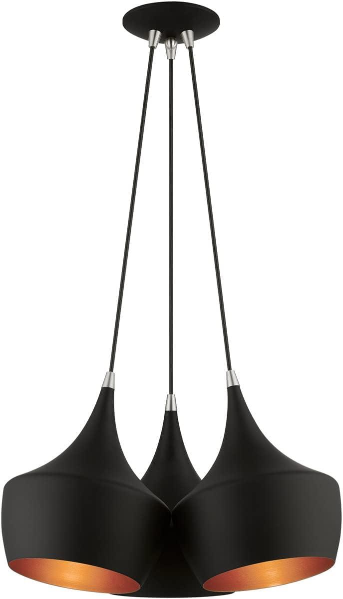 41083-04-Livex Lighting-Waldorf - 3 Light Cluster Pendant In Mid Century Modern Style-18.5 Inches Tall and 20.5 Inches Wide-Black Finish