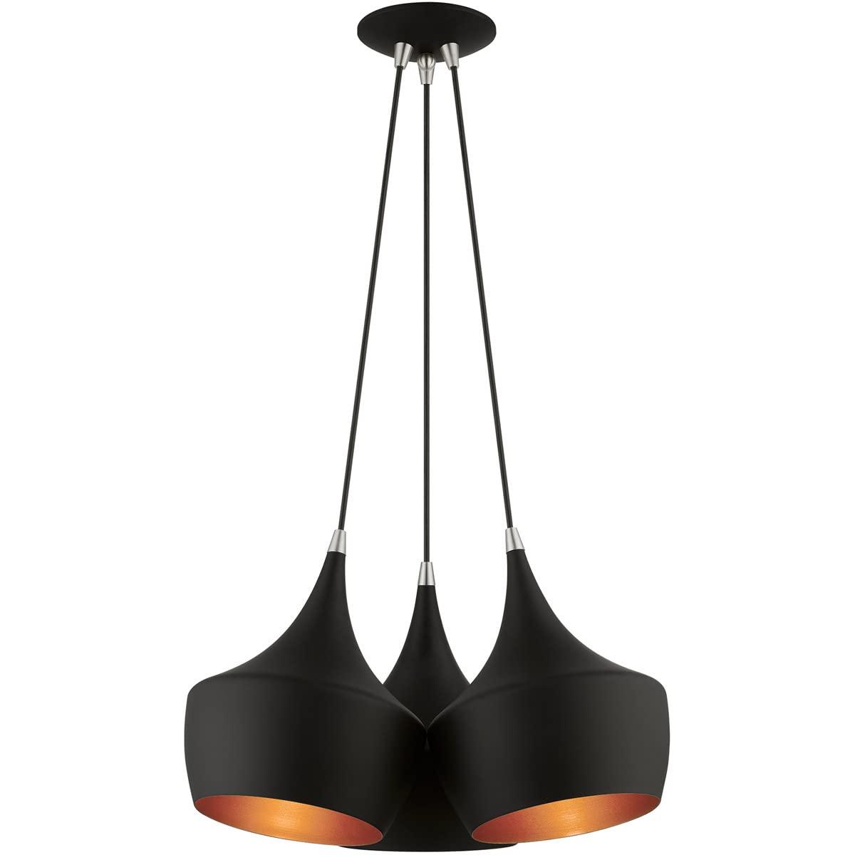 41083-04-Livex Lighting-Waldorf - 3 Light Cluster Pendant In Mid Century Modern Style-18.5 Inches Tall and 20.5 Inches Wide-Black Finish