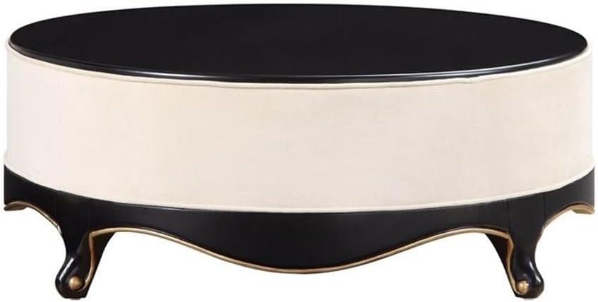 Acme Sheridan Cocktail Table in Cream Fabric and Black