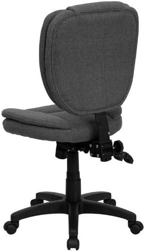 BizChair Mid-Back Gray Fabric Multifunction Swivel Ergonomic Task Office Chair with Pillow Top Cushioning