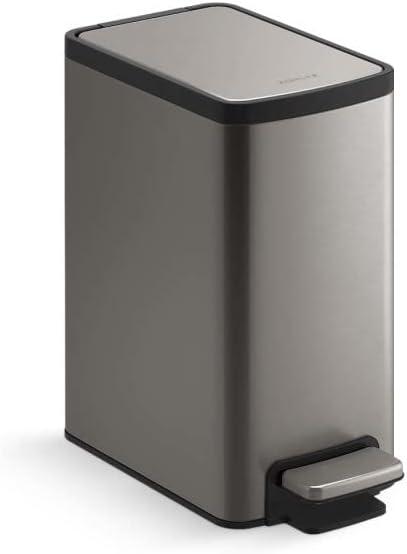 6-Liter Step Trash Can, Black Stainless