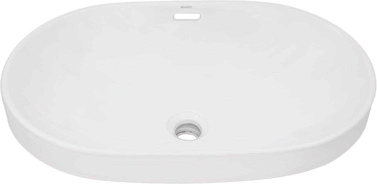 Ruvati 24.12'' Porcelain Ceramic Oval Bathroom Sink with Overflow