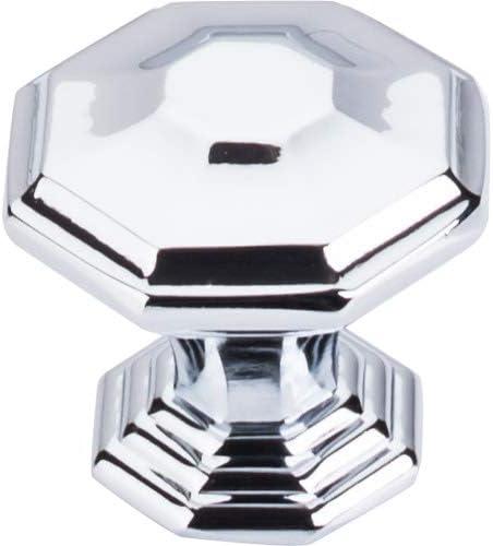 Polished Chrome Geometric Round Knob with Mounting Hardware