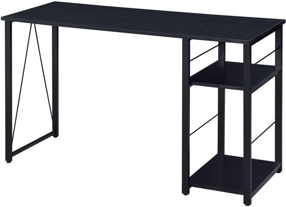 Vadna Writing Desk Black - Acme Furniture: Industrial Style, 47" Width, 2 Shelves, Wood Composite & Metal Frame