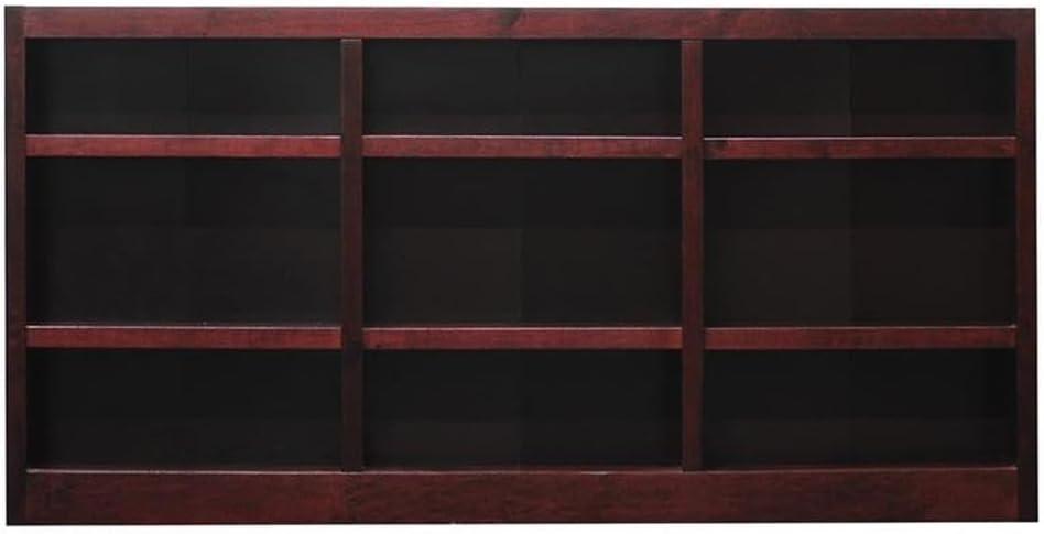 Concepts in Wood 9 Shelf Triple Wide Wood Bookcase, 36 inch Tall - Cherry Finish