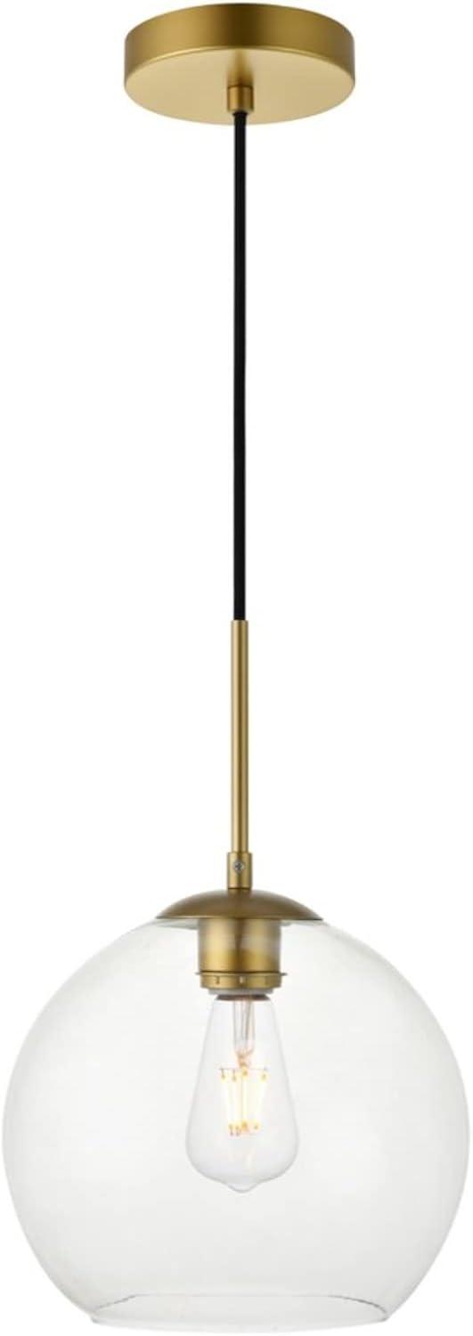 Baxter 10" Gold Brass Pendant with Clear Glass Shade