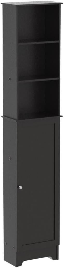 Espresso Contemporary Country Tall Floor Cabinet with Adjustable Shelves