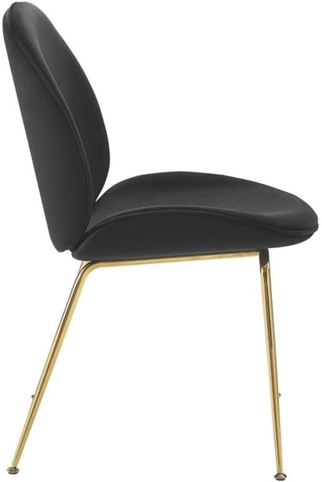 Scoop Gold Stainless Steel Leg Performance Velvet Dining ChairBlack