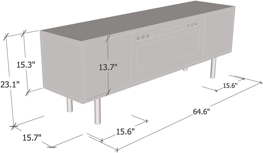 Goldie BL-EF Floating Fireplace TV Stand for TVs up to 75", Modern High Gloss 65" Entertainment Center, Wall Mounted Electric Fireplace TV Media Console with Storage Cabinets