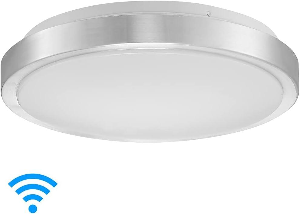 Luvoni by Maxxima 13 in. Smart WiFi LED Round Flush Mount Ceiling Light, Dimmable, CCT 2000K-5000K, 1500 Lumens