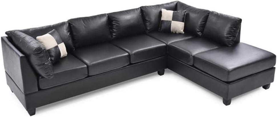 Glory Furniture Malone Faux Leather Sectional in Black