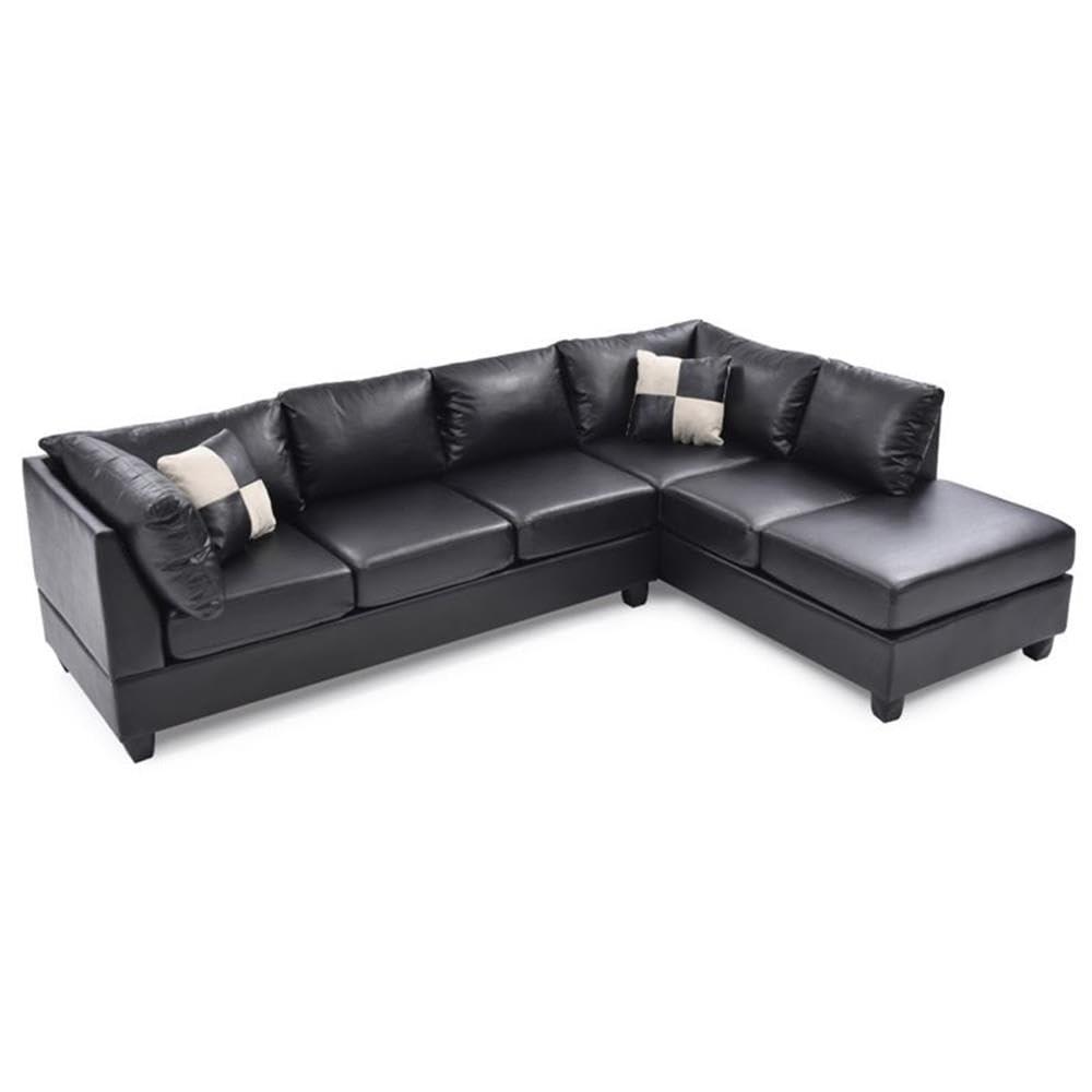 Glory Furniture Malone Faux Leather Sectional in Black